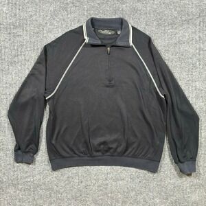 Vintage Page & Tuttle Mens Large Black 1/4 Zip Golf Jacket Lightweight Pullover